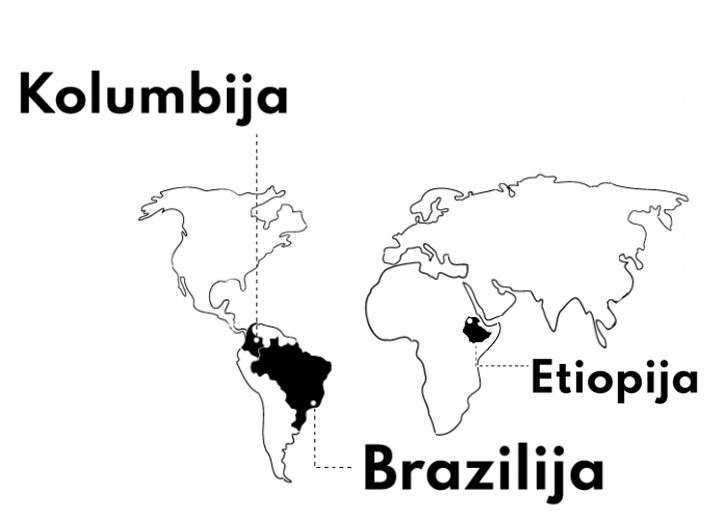 Peru kavos kilmės žemėlapis